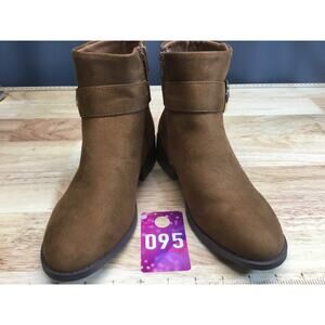 Steve Madden Cognac Ankle Booties Kid's 4 Brown Round Toe Side Zipper Buckle